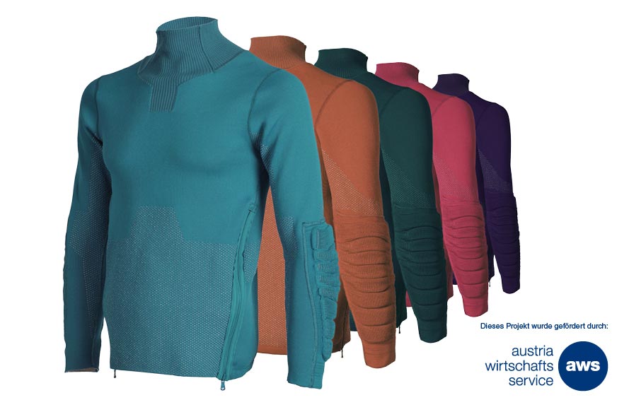 With the rapid knitted shock absorber technology a new standard is defined in the production of finely-shaped integrated 3D-knits in garments and equipment.